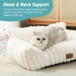 Cute Cat Couch, Fluffy Sofa Bed for Cats and Small Dogs, Premium Faux Rabbit Fur Cats beds for Indoor Cat, Ultra-Soft Supportive Pet Couch Furniture (Cream, S: 25.5''x17.5'') - Image 4