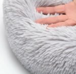 Cat Beds for Indoor Cats - Cat Bed Washable 20/24 inches, Dog Beds for Small Medium Dogs, Anti Anxiety Round Fluffy Plush Faux Fur Pet Bed, Thick Bottom (Light Grey, Medium) - Image 4