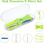 Tick Removal Tool For Dogs 8 In 1 With Storage Box Flea Comb Kit With Tweezers Stainless Steel Tick Tweezers Dog Grooming Combs Cat Comb For Removing Tangles And Knots For Dogs Cats Tick Flea Comb - Image 4