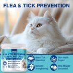 Flea and Tick Prevention for Cats Chewable, Natural Cat Flea and Tick Treatment Oral Kitten Cat Flea & Tick Control with Vitamins Support Immune Skin & Coat 200 Soft Chews (Chicken) - Image 3