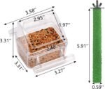 IBWell 2 Pack Clear Water Bowl and Food Container - Bird Cage Feeder With Perch for Parakeets - No Mess Design - Image 3