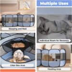 2-in-1 XLarge Pop Up Dog Playpen, Cat Puppy Pet Playpen, Indoor Outdoor Cats Enclosed, Cat Tent Crate Cage Kennel, Portable Playpen for Kitten and Small Animals(No Divider, Unified Space) - Image 3