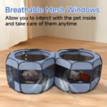 2-in-1 XLarge Pop Up Dog Playpen, Cat Puppy Pet Playpen, Indoor Outdoor Cats Enclosed, Cat Tent Crate Cage Kennel, Portable Playpen for Kitten and Small Animals(No Divider, Unified Space) - Image 6