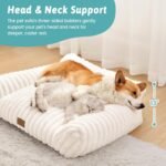 Cute Cat Couch, Fluffy Sofa Bed for Cats and Small Dogs, Premium Faux Rabbit Fur Cats beds for Indoor Cat, Ultra-Soft Supportive Pet Couch Furniture (Cream, M: 31.5''x23.5'') - Image 3