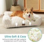 Cute Cat Couch, Fluffy Sofa Bed for Cats and Small Dogs, Premium Faux Rabbit Fur Cats beds for Indoor Cat, Ultra-Soft Supportive Pet Couch Furniture (Cream, M: 31.5''x23.5'') - Image 4