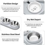 Marchul 3 in 1 Cat Bowl, Cat Food and Water Bowl Set with Water Dispenser and Stainless Steel Bowls, 15° Tilted Pet Raised Three Bowls for Indoor Cats, Small or Medium Sized Dogs - Image 3
