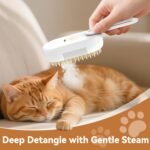 4 in 1 Pet Steam Brush for Shedding,Rechargeable cat brushes for indoor cats,Quiet Detangling Brush for Long Haired Cats and Dogs(White) - Image 5
