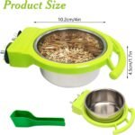 BNOSDM 2 PCS Stainless Steel Bird Bowls Bird Feeding Dish Water Cups Perch Stand Hanging Parakeet Food Container Food and Water Bowls with Spoon for Budgie Cockatoo Finch Lovebirds (Green) - Image 3