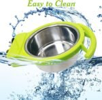 BNOSDM 2 PCS Stainless Steel Bird Bowls Bird Feeding Dish Water Cups Perch Stand Hanging Parakeet Food Container Food and Water Bowls with Spoon for Budgie Cockatoo Finch Lovebirds (Green) - Image 5