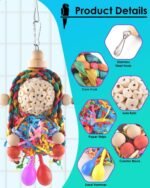 Bissap Conure Toys, 2PCS Bird Parrot Foraging Shredder Hanging Toys Sola Balls with Sand Hammer for Small Parrots Parakeets Conures Cockatiels Love Birds Cage Toy - Image 4