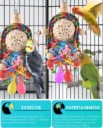 Bissap Conure Toys, 2PCS Bird Parrot Foraging Shredder Hanging Toys Sola Balls with Sand Hammer for Small Parrots Parakeets Conures Cockatiels Love Birds Cage Toy - Image 5