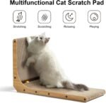 FUKUMARU Cat Scratcher, 26.8 Inch L Shape Cat Scratch Pad Wall Mounted, Cat Scratching Cardboard with Ball Toy for Indoor Cats, Large Size - Image 3
