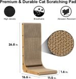 FUKUMARU Cat Scratcher, 26.8 Inch L Shape Cat Scratch Pad Wall Mounted, Cat Scratching Cardboard with Ball Toy for Indoor Cats, Large Size - Image 4