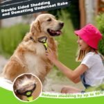 3PCS Self Cleaning Slicker Brush & Pet Grooming Rake & Bath Brush for Dogs,Cats and Horses | Double-Sided Dematting Comb & Skin Friendly Deshedding Grooming Tool | Premium Pet Supplies(Green Black) - Image 4