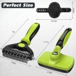 3PCS Self Cleaning Slicker Brush & Pet Grooming Rake & Bath Brush for Dogs,Cats and Horses | Double-Sided Dematting Comb & Skin Friendly Deshedding Grooming Tool | Premium Pet Supplies(Green Black) - Image 5