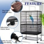 Daoeny Large Bird Cage Cover, Bird Cage Seed Catcher, Adjustable Soft Airy Nylon Mesh Net, Birdcage Cover Skirt Seed Guard for Parrot Parakeet Macaw African Round Square Cages (Black) - Image 5