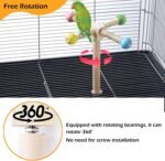 Bird Stand Perch Toy, Interactive Spinning Parakeet Toys, Wooden Exercise Wheel Parrot Toy, Enrichment Cockatiel Toy for Birds Cage, Bird Cage Accessories Perch Toys for Budgies (S) - Image 3
