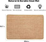 FUKUMARU Cat Scratcher Mat, 23.6 X 15.7 Inch Natural Sisal Cat Scratch Mats, Horizontal Cat Floor Scratching Pad Rug with Sticky Tapes, Protect Couch and Carpets - Image 3