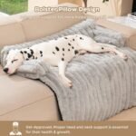 Avont Dog Bed Mat for Couch, Warm Fluffy Calming Sofa Topper Furniture Protector for Small Medium Large Dogs Cats with Removable Washable Cover -Lightgrey(L) - Image 3