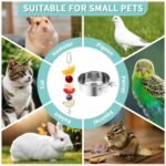 2 Pcs Bird Feeder Bowls with 3 Pcs Food Holder for Cage, Parrot Food Water Bowls and Fruit Skewer Foraging Toy, Stainless Steel Bird Feeding Dish Cups for Small Animals (Silvery, 5 Pcs) - Image 5