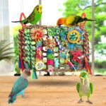 Foraging Toys for Parakeets Cockatiel Conures Lovebirds - Seagrass Wall with Various Bird Toys - Image 3