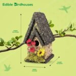 Edible Birdhouse - Birdseed Bird Feeder, Wooden Birds House Covered in Wild Bird Food, Squirrel Resistant Birds Feeders for Outside Hanging, Watching Gift for Garden Lovers, (TD) - Image 3