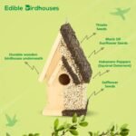Edible Birdhouse - Birdseed Bird Feeder, Wooden Birds House Covered in Wild Bird Food, Squirrel Resistant Birds Feeders for Outside Hanging, Watching Gift for Garden Lovers, (TD) - Image 4
