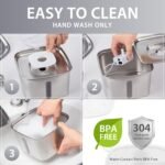 Veken Innovation Award Winner Stainless Steel Cat Water Fountain, 95oz/2.8L Automatic Pet Fountain Dog Water Dispenser with Replacement Filters & Silicone Mat, Gifts for Cats, Dogs (Silver) - Image 3