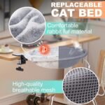 Uross Cat Desk Bed - 180° Rotating Soft & Comfortable Rabbit Fur Bed, Modern Indoor Cat Nest Furniture for Office Desks and Game Tables, Island Table-Supports 50 lbs-(Lightgrey) - Image 4