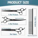 ETHYXE 7.0" Professional Dog Grooming Scissors Kit – 3-Piece Set with Straight, Curved & Thinning Shears, Black Japanese Stainless Steel, Includes Grooming Comb for Dogs & Cats - Image 3