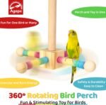 Agape Bird Toy, Parrot 360° Interactive Rotating Perch, Bird Cage Accessories for Small and Medium Parrots to Expend Energy, Wooden Stand for Parakeets Cockatiels Lovebirds Conures Finches Budgies - Image 3