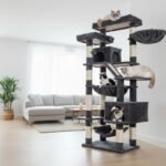 Heybly Cat Tree, 71-Inch-Tall Tower for Indoor Cats with 2 Perches, 2 Big Condos, 2 Hammocks, Basket, Scratching Pad, Large Cat Furniture and Condo, Smoky Gray HCT034G - Image 4