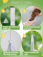 6 Pcs Finch Sock Feeder for Outdoor - Durable Thistle Seed Feeder Sacks with Food Grade Funnels, Bird Food Supply Tools for Garden Yard Wild Finch Feeding (3.9" x 15.7", White) - Image 5