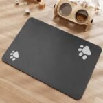 PADOOR Dog Cat Food Mat - Absorbent, No Stains, Quick Dry - Innovative Pet Dog Cat Accessories - Water Dispenser Mat for Messy Drinkers - Brown with Bone Pattern, 12"x19" - Image 6