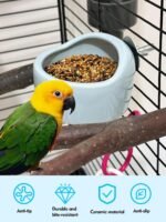Niwaes 2 Pcs Pet Bird Bowls Ceramic Birds Cage Feeder Hanging Parrot Food Bowl Bird Cage Food Bowls for Budgie Finches Lovebirds Parakeet Cockatiels (Blue) - Image 3