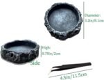 Fulanfudi 2PCS Reptile Water Dish Food Bowl Set Reptile Feeder Food and Water Dish with Feeding Tweezers Tong for Leopard Gecko Lizard Frog Snake Chameleon Tortoise(Style 1) - Image 3