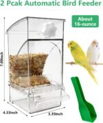 Hamiledyi 2Pcs No Mess Bird Feeder Automatic Bird Cage Feeder Transparent Acrylic Parrot Seed Food Container with Perch for Parakeet Finch Lovebirds Budgies Canary - Image 3