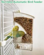 Hamiledyi 2Pcs No Mess Bird Feeder Automatic Bird Cage Feeder Transparent Acrylic Parrot Seed Food Container with Perch for Parakeet Finch Lovebirds Budgies Canary - Image 4