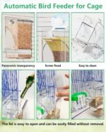 Hamiledyi 2Pcs No Mess Bird Feeder Automatic Bird Cage Feeder Transparent Acrylic Parrot Seed Food Container with Perch for Parakeet Finch Lovebirds Budgies Canary - Image 5