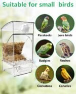 Hamiledyi 2Pcs No Mess Bird Feeder Automatic Bird Cage Feeder Transparent Acrylic Parrot Seed Food Container with Perch for Parakeet Finch Lovebirds Budgies Canary - Image 6