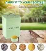 Brabtod Bird Seed Storage Container Airtight,5~6LB Metal Bird Food Container with Scoop,Wild Bird Seed Tin for Storing Sunflower Seed-Ideal for Outdoor or Indoor-Squirrel proof -Green - Image 5