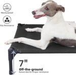 pettycare Elevated Outdoor Dog Bed - Dog Cots for Medium Pet, Heavy Duty Raised Cot Waterproof, Cooling Pets Bed with Washable Durable Teslin Mesh and Non Slip Feet, 32 Inches, Black - Image 4