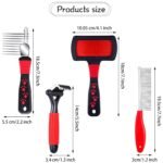 4 Pieces Pet Grooming Kit - Dematting Combs, Slicker Brush, and Steel Comb for Removing Knots and Hair from Dogs, Cats, and Poodles - Image 3