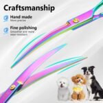 CITYWISH Dog Grooming Scissors, Professional 4 in 1 Dog Shears Set,Chunker Scissers,Curved Scissors,Thinning Shears and Comb for Cat Pet with Left Handed Deg Curved Shear - Image 3
