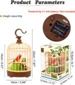 HWD Voice-Activated Induction Birds Birdcage Toy, Talking Chirping Fluttering Parrot Birds Toys Gifts for Baby Toddler Kids Children (B) - Image 3