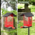 Metal Bird Feeder for Outdoors Hanging, Metal Wild Bird Seed Feeder with 2-in-1 Hummingbird Feeder, 3.4L Large Capacity Wild Bird Feeders for Outside Finch, Cardinal, Blue Jay - Image 6