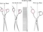GEMEK Pet Cat Dog Grooming Scissors Set 4 Pieces Stainless Steel Professional Pet Trimmer Kit - 7.5 inch Straight Cutting, Thinning Shears, Curved, Grooming Combs - Image 4
