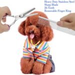 GEMEK Pet Cat Dog Grooming Scissors Set 4 Pieces Stainless Steel Professional Pet Trimmer Kit - 7.5 inch Straight Cutting, Thinning Shears, Curved, Grooming Combs - Image 7