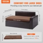 VEVOR Leather Dog Bed for Medium Size Dog, Douch Couch Pet Sofa for Puppy and Cats, Washable Pet Couch and Chair, 50lbs Load Capacity, Black - Image 3