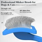 2PCS Slicker Brush for Dogs & Pet Comb,Professional Dog Grooming Brush (Goldendoodles,Poodles,Labradoodles) with Extra Long Pins to Effectively Remove Tangles, Knots and Mats (Blue, Large) - Image 4